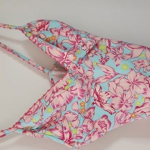 Rosa Ferrer one piece swimsuit pink and turquoise floral bathing suit size 10